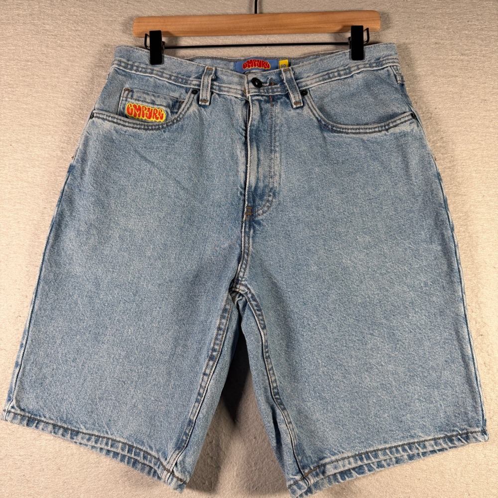 Empyre Men Light Wash Loose Fit Denim Skate Shorts Blue Size 30 Baggy 13837